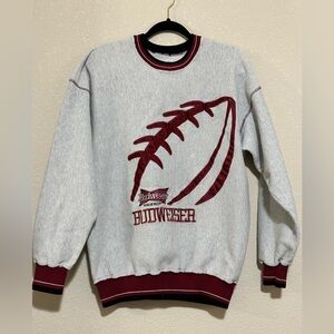 Vintage Budweiser Sweatshirt Large Made in USA Football Graphic Crewneck